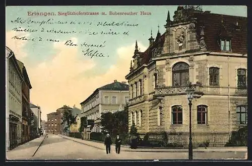 AK Erlangen, Sieglitzhoferstrasse mit Bubenreuther Haus