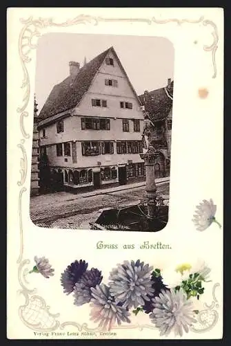 AK Bretten, Melanchton-Haus, Brunnen