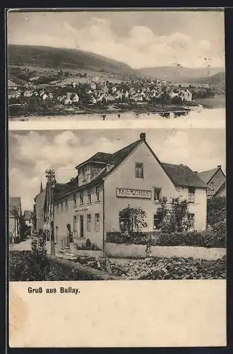 AK Bullay, Gasthof Weinhaus Peter Mentges, Ortsansicht