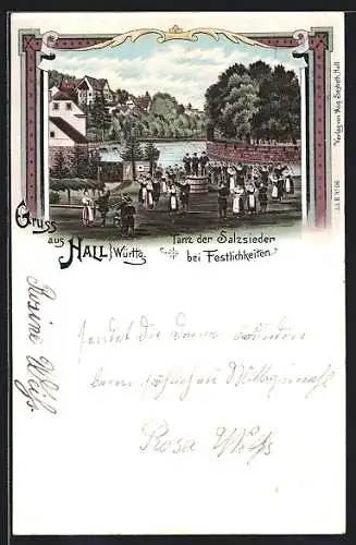 Lithographie Hall, Tanz der Salzsieder bei Festlichkeiten