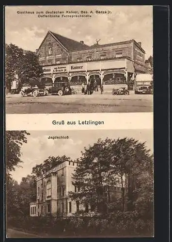 AK Letzlingen, Gasthaus zum deutschen Kaiser, Jagdschloss