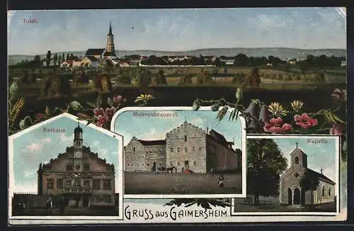 AK Gaimersheim, Mohrenbrauerei, Rathaus, Kapelle, Ortsansicht