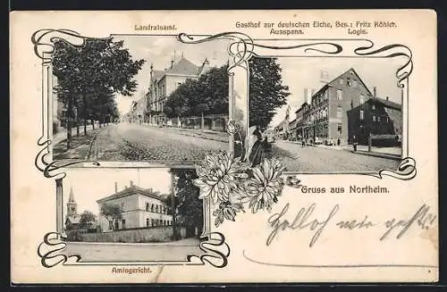 AK Northeim, Gasthof zur deutschen Eiche, Bes. Fritz Köhler, Landratsamt, Amtsgericht