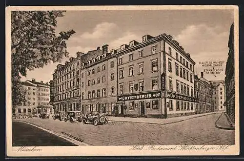 AK München, Hotel-Restaurant Württemberger Hof, Marsstrasse 2