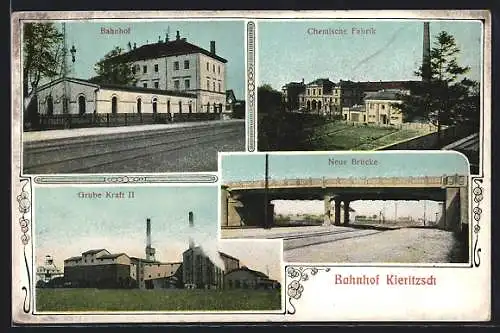 AK Kieritzsch, Kohle, Chemische Fabrik, Grube Kraft II, Neue Brücke