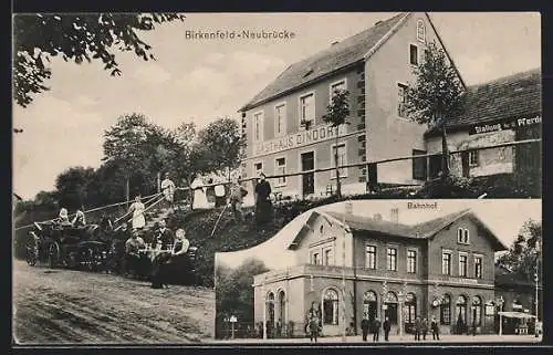 AK Birkenfeld-Neubrücke, Bahnhof und Gasthaus Dindorf