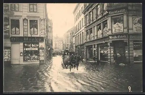 AK Kiel, Holstenstrasse, Sturmflut am 31. Dezember 1904