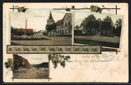 AK Obernkirchen, Gasthof von Ph. Walter, Steinsägerei, Steinbruch