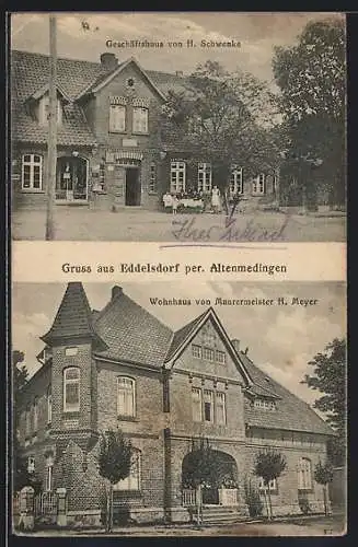 AK Eddelstorf / Altenmedingen, Geschäftshaus H. Schwenke, Wohnhaus Maurermeister H. Meyer