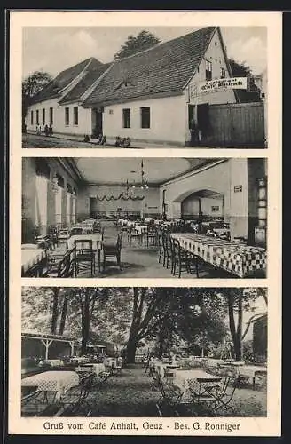 AK Geuz, Café Anhalt, Speisesaal, Garten-Caféterrasse