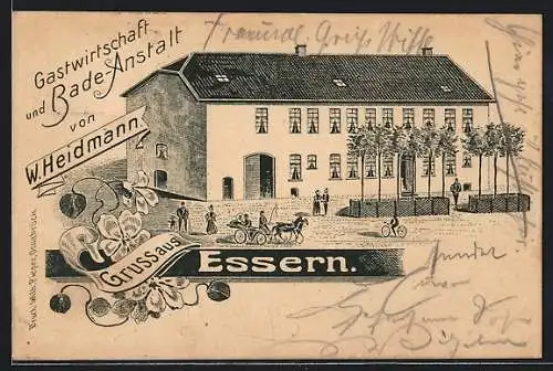 AK Essern, Gasthaus und Bade-Anstalt von W. Heidmann