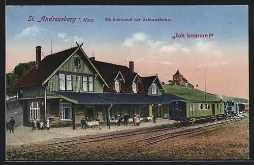 AK St. Andreasberg i. Harz, Stadtbahnhof der Zahnradbahn