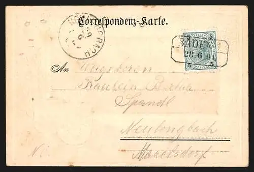 Künstler-AK Baden b. Wien, Panorama vom Calvarienberg, Stadtwappen