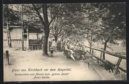 AK Kirchbach vor dem Hagental, Restaurant und Meierei zum grünen Baum