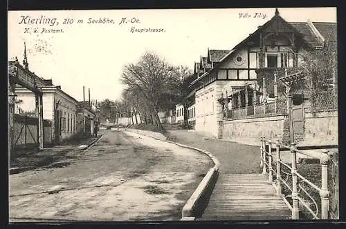AK Kierling, Hauptstrasse mit k. k. Postamt und Villa Tilly