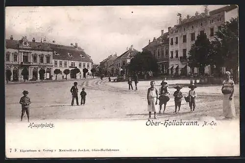 AK Ober-Hollabrunn, Kinder am Hauptplatz