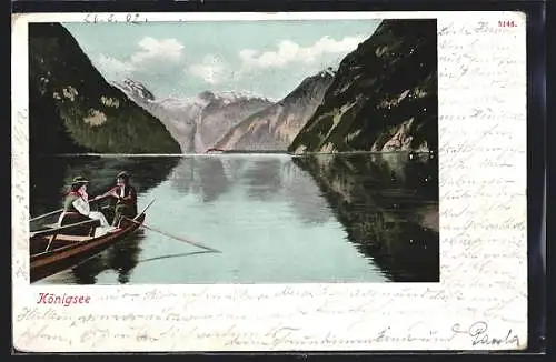 AK Königsee / Berchtesgaden, Teilansicht mit Boot