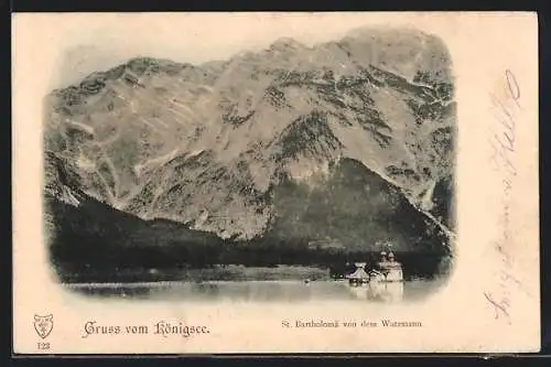 AK Königsee / Berchtesgaden, St. Bartholomä von dem Watzmann