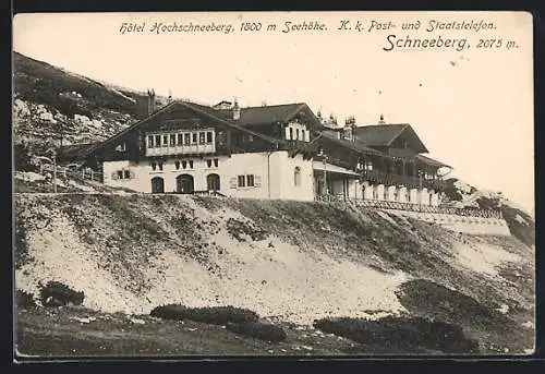 AK Schneeberg, Blick zum Hotel Hochschneeberg