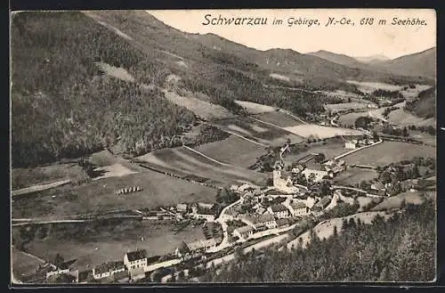 AK Schwarzau im Gebirge, Ortsansicht aus der Vogelschau