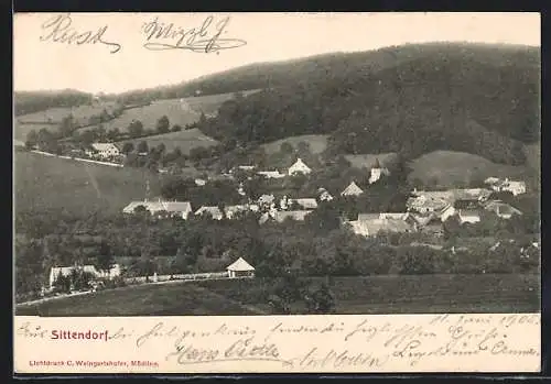 AK Sittendorf, Ortsansicht aus der Vogelschau