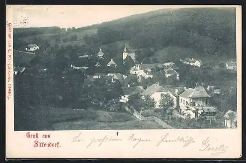 AK Sittendorf, Ortspartie mit Kirche