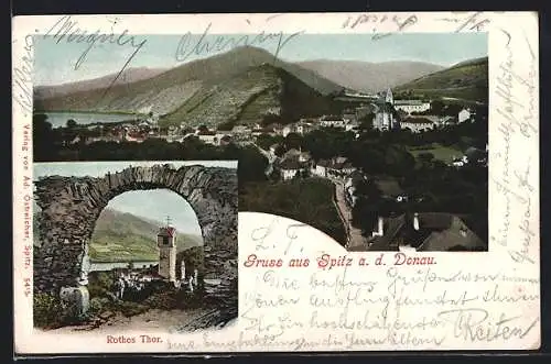 AK Spitz a. d. Donau, Rothes Thor, Ortsansicht