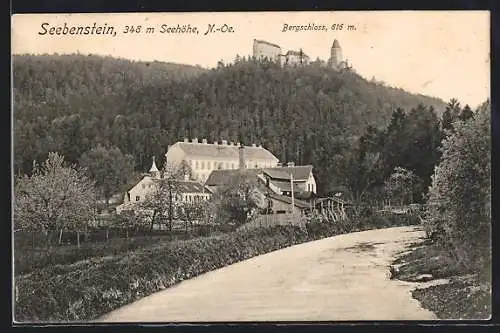 AK Seebenstein, Flusspartie mit Bergschloss