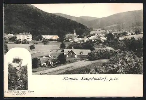 AK Klausen-Leopoldsdorf, Teilansicht, Kaiser Franz Josef-Warte am Schöpfel