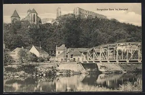 AK Gars im Kamptal, Burgruine mit Brücke