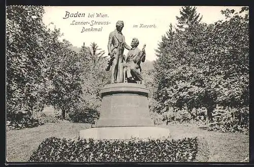 AK Baden bei Wien, Das Lanner-Strauss-Denkmal im Kurpark