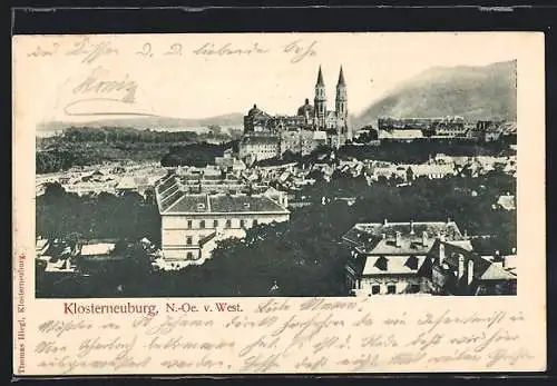 AK Klosterneuburg /N.-Oe., Ortsansicht von Westen aus