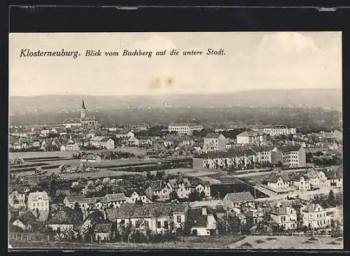 AK Klosterneuburg, Blick vom Buchberg auf die untere Stadt