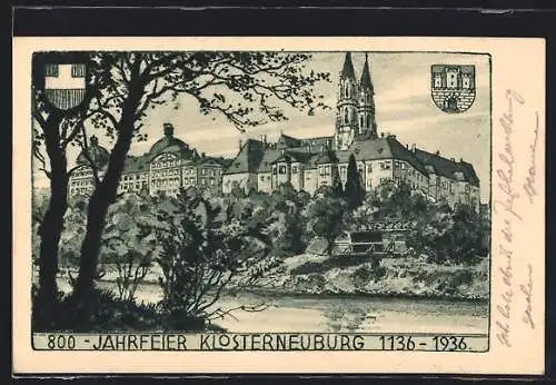 AK Klosterneuburg, 800 Jahrfeier, Ortsansicht, Wappen