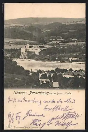 AK Persenbeug a. d. Donau, Schloss Persenbeug aus der Vogelschau