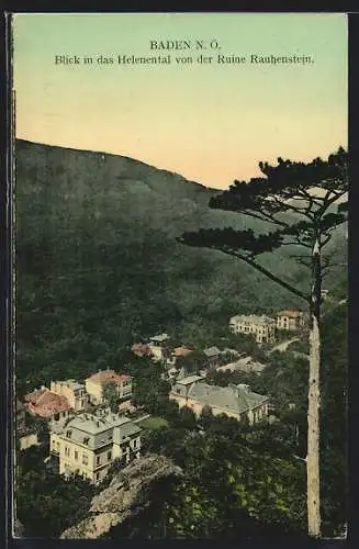 AK Baden /N.-Ö., Blick in das Helenental von der Ruine Rauhenstein