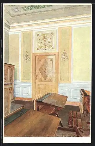 Künstler-AK Berndorf, Schulen in Berndorf, Lehrzimmer im Empirestil