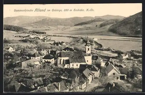 AK Alland im Gebirge, Ortsansicht mit zentraler Kirche