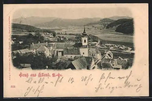AK Alland, Ortsansicht mit Kirche