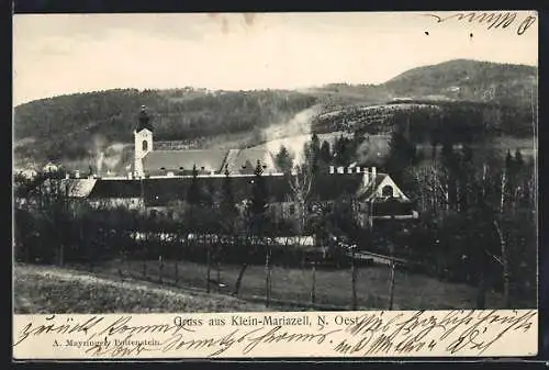 AK Klein-Mariazell /N.-Oest., Ortsansicht mit der Kirche
