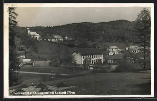 AK St. Corona am Schöpfl, Ortsansicht mit Blick zur Kirche