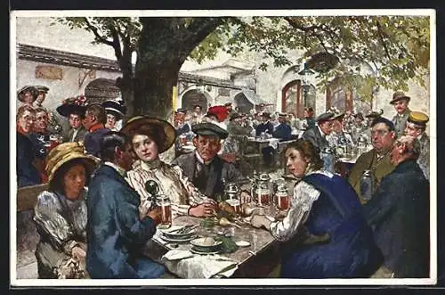 AK Salzburg, Gäste im Gasthaus Stieglkeller