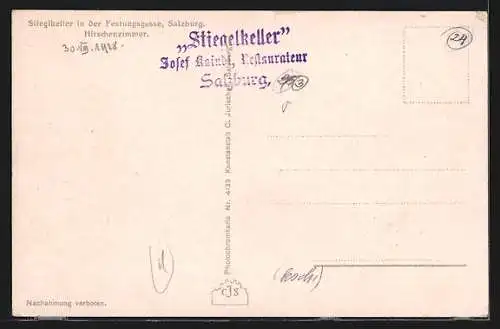 AK Salzburg, Hirschenzimmer im Restaurant Stieglkeller