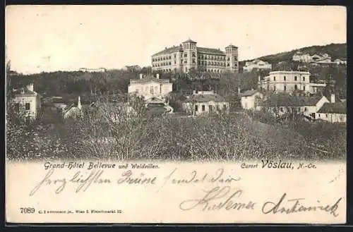 AK Vöslau /N.-Oe., Das Grand-Hotel Bellevue und Waldvillen