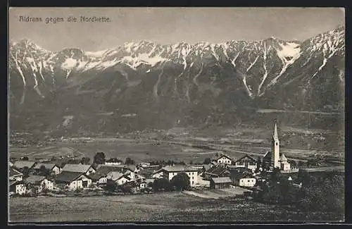 AK Aldrans, Ortschaft mit Kirche aus der Ferne