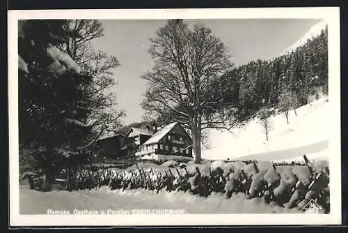 AK Ramsau am Dachstein, Gasthaus u. Pension Eberlehnerhof im Schnee