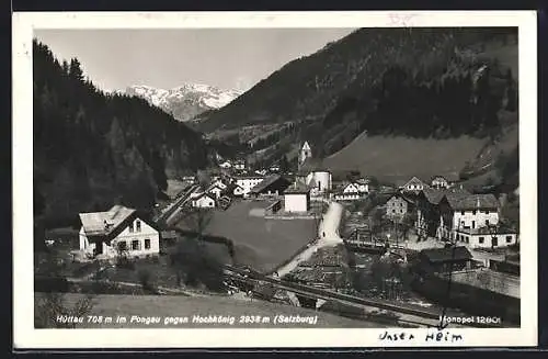 AK Hüttau im Pongau, Ortsansicht mit Hochkönig