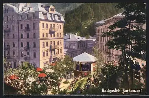 AK Badgastein, Ortspartie mit Kurkonzert