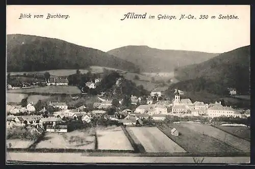 AK Alland i. Gebirge, Blick auf den Ort vom Buchberg aus