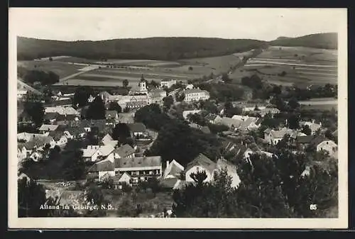 AK Alland im Gebirge, Ortsansicht mit Blick zum Backhaus